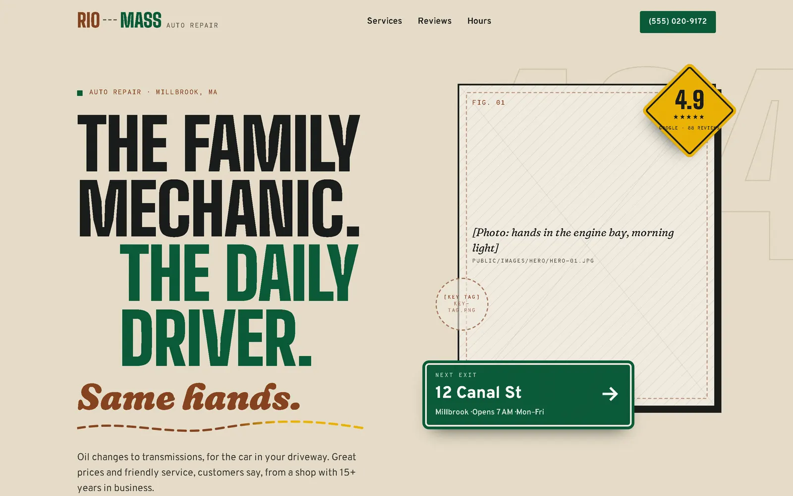 Concept site: RioMass Auto Repair (Auto repair)